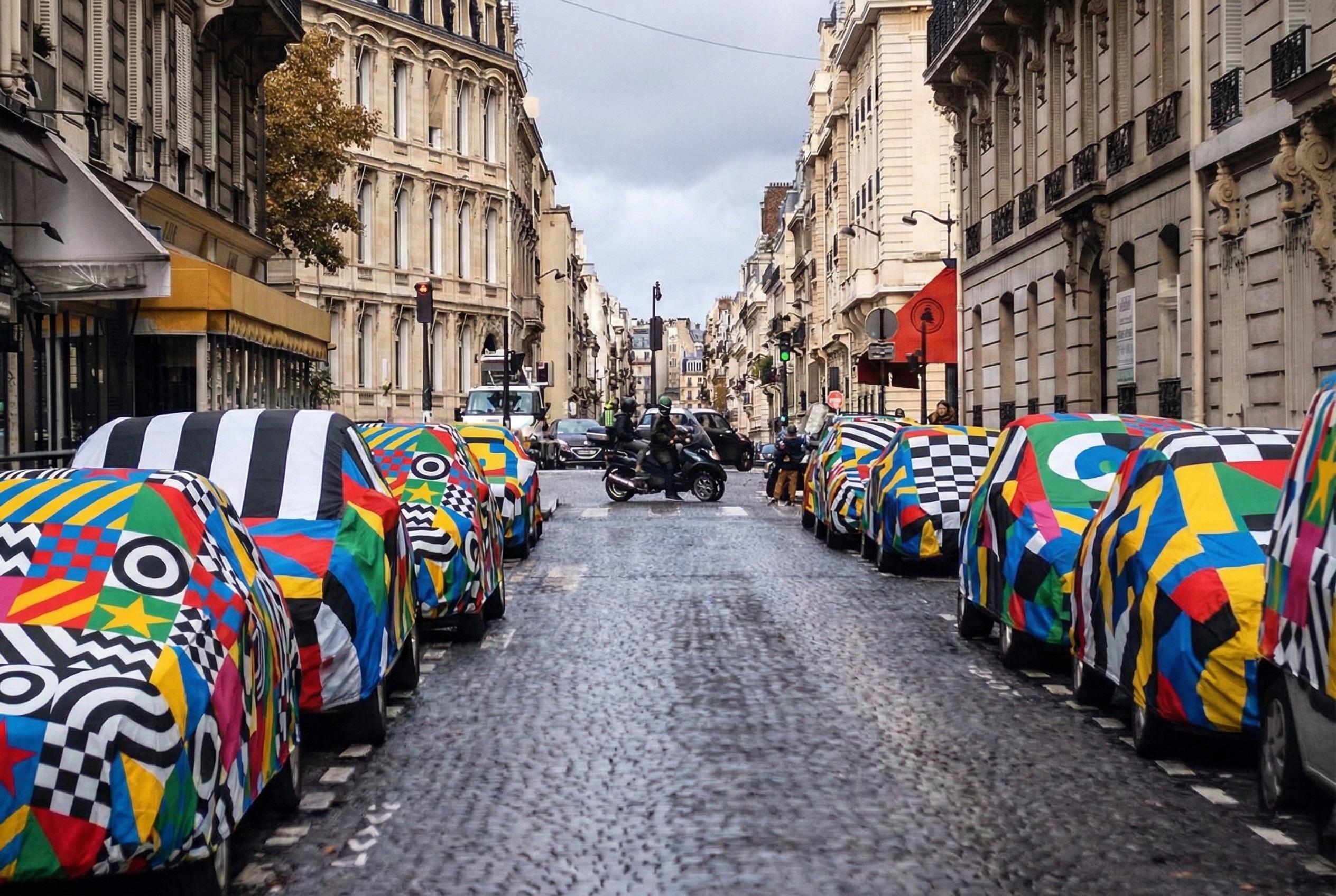 Colorful Car Covers Street